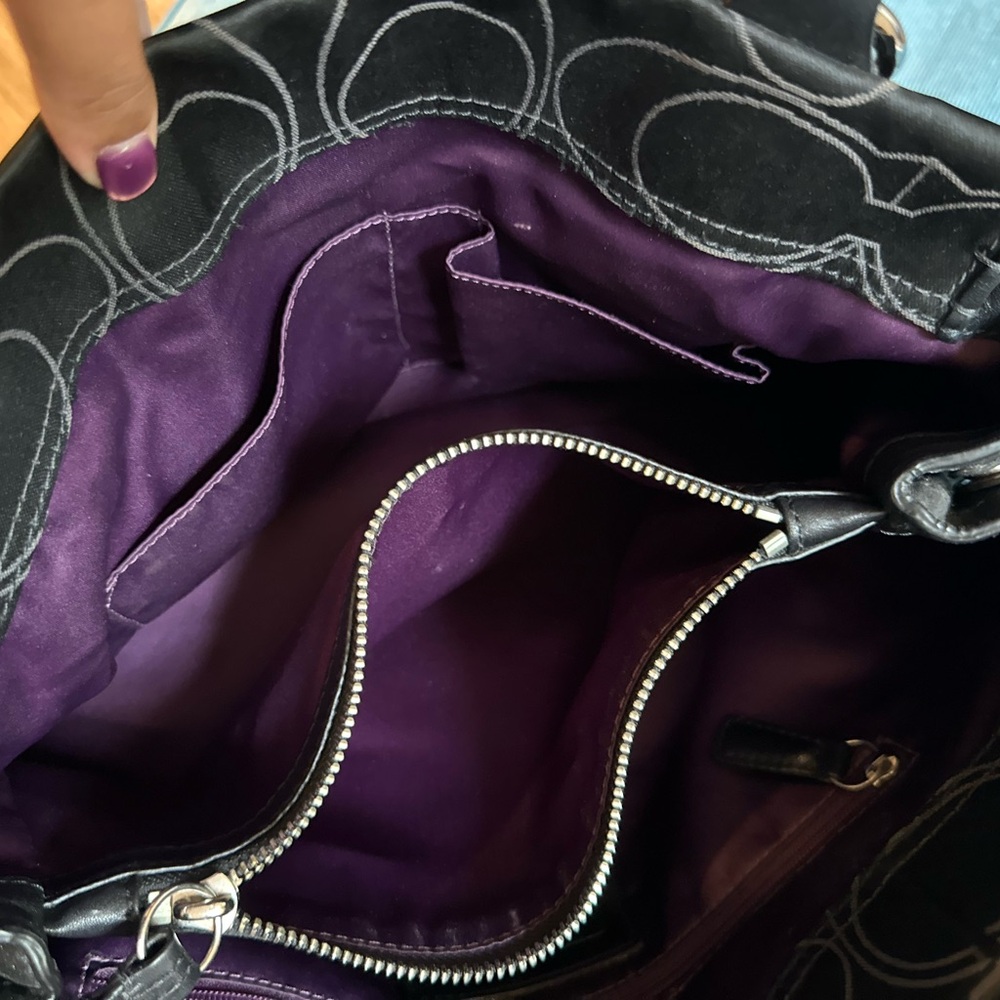 Coach Y2K 15402 Mia Black Signature Satin Shoulder Bag with Silver Accents - Picture 12 of 16